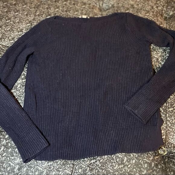 🔥❤️🔥 Gap Designed Crafted Navy Blue Waffle Relax Boat Neck Sweater Size … - Picture 2 of 7